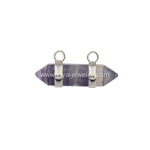 Natural Amethyst Hexagonal Pendant Plated Silver for Women Jewelry Necklace